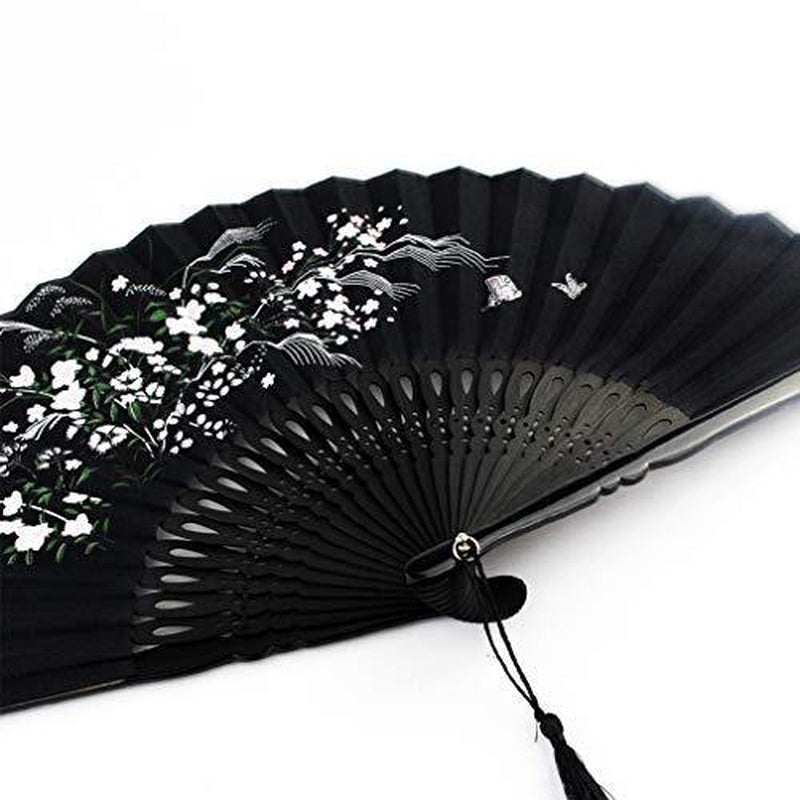 Abanicos De Mano Plegables Grassflowers, Con Funda De Tela Para Protección