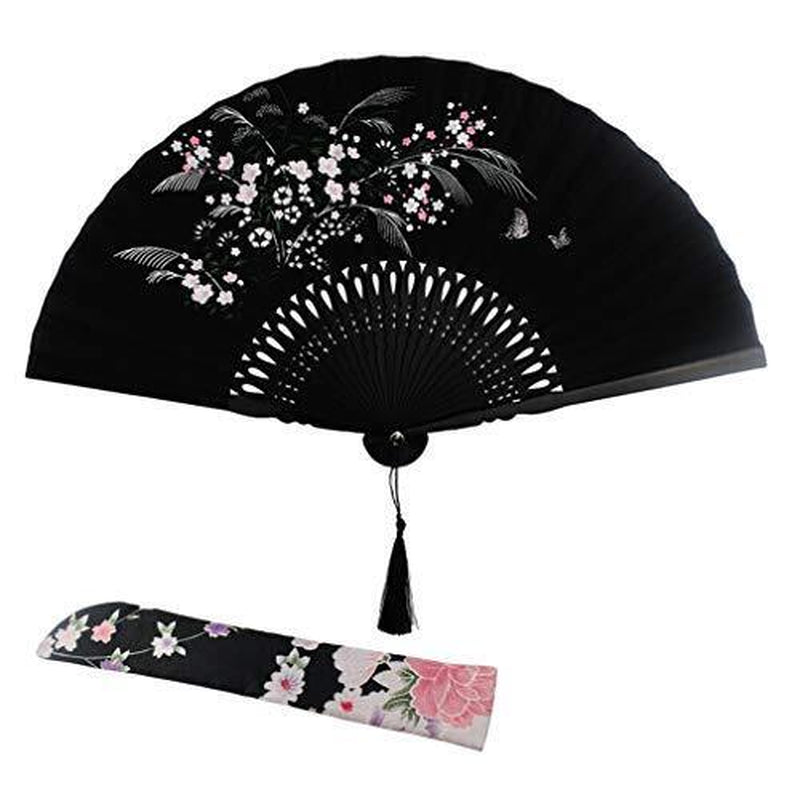 Abanicos De Mano Plegables Grassflowers, Con Funda De Tela Para Protección