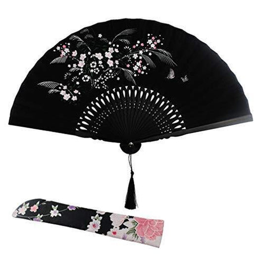 Abanicos De Mano Plegables Grassflowers, Con Funda De Tela Para Protección